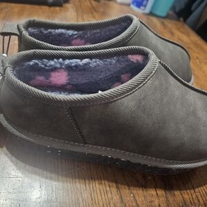 Justice Charcoal and Pink Kids Slippers